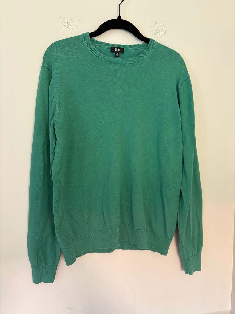 Uniqlo Men's Green Preppy Academia Cotton Blend Crew Neck Pullover Sweater Sz M